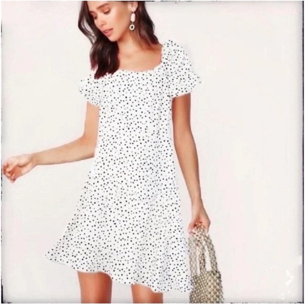Loft Polka Dot Linen A Line Dress